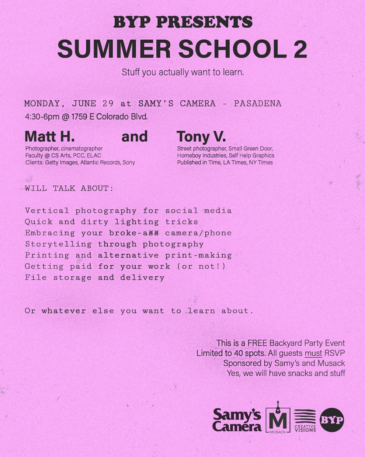 Summer School 2: concert photography