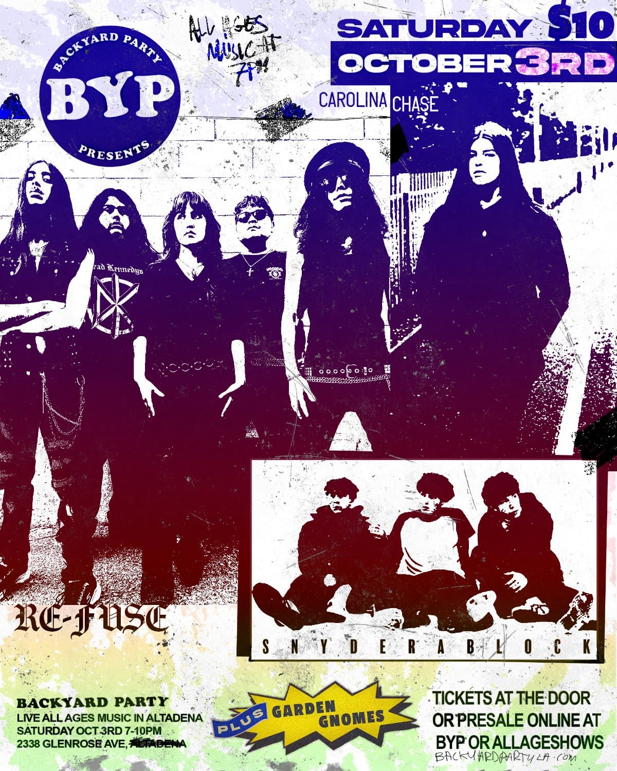 SnyderABlock, Re-Fuse, Carolina Chase, Garden Gnomes
